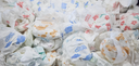 A pile of Woosh diapers, ready to be recycled.