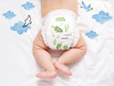 Cute baby wearing a size 2 woosh diaper
